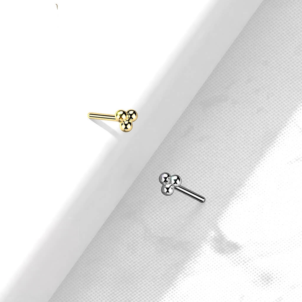14KT Gold 14K Gold Threadless Push In Triangular Ball Cluster Top
