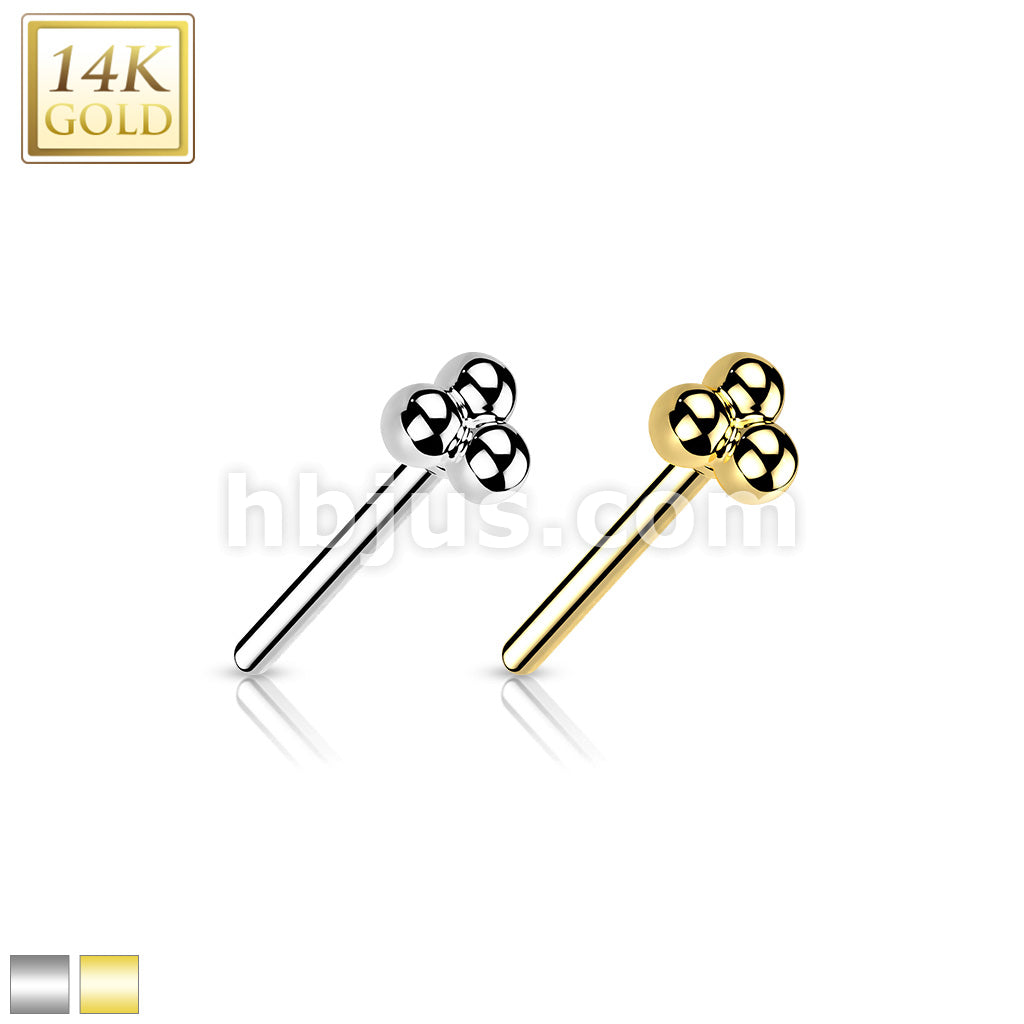 14KT  Gold 14K Gold Threadless Push In Triangular Ball Cluster Top - Image 2