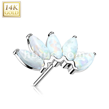 14KT  Gold 14K Gold Threadless Push In 5 Marquise Opal Fan Set Curved Top - Image 4