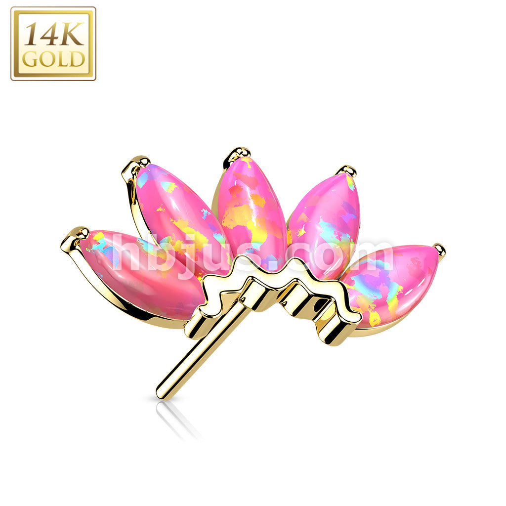 14KT  Gold 14K Gold Threadless Push In 5 Marquise Opal Fan Set Curved Top - Image 8
