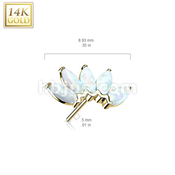 14K Gold Threadless Push In 5 Marquise Opal Fan Set Curved Top  - Image 9