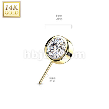 14KT  Gold 14K Gold Threadless Push In Front Facing CZ Bezel Set Balls - Image 5