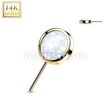 14KT  Gold 14K Gold Threadless Push In Front Facing Opal Bezel Set Balls - Image 6