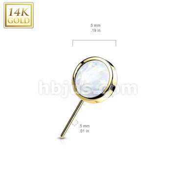 14KT  Gold 14K Gold Threadless Push In Front Facing Opal Bezel Set Balls - Image 7
