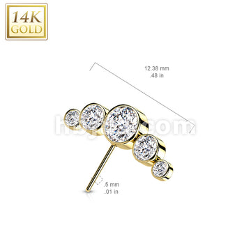 14KT  Gold 14K Gold Threadless Push In Front Facing 5-Round CZ Bezel... - Image 5