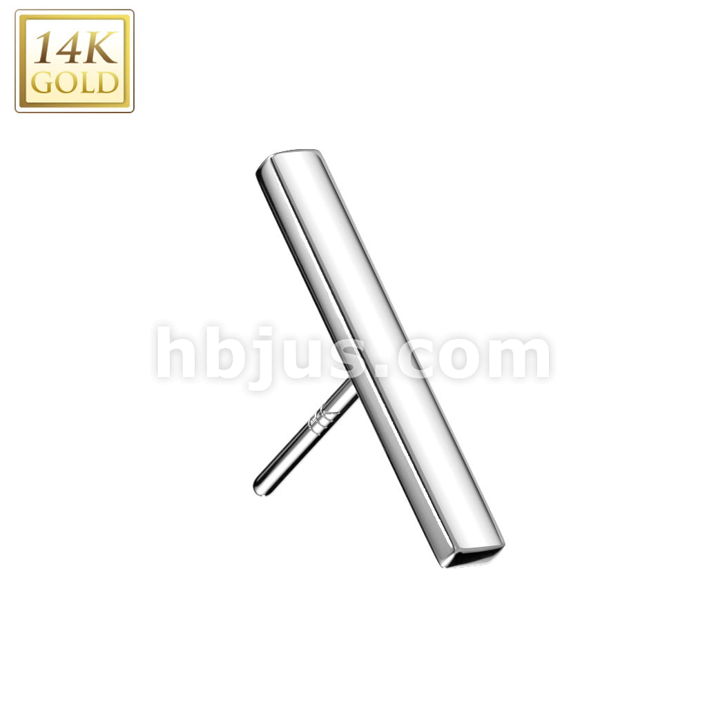 14KT  Gold 14K Gold Threadless Push In Flat Long Bar Top - Image 2