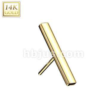 14K Gold Threadless Push In Flat Long Bar Top - Image 3