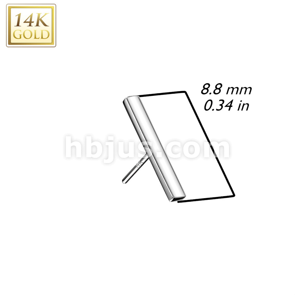 14KT  Gold 14K Gold Threadless Push In Flat Long Bar Top - Image 4