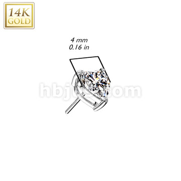 14KT  Gold 14K Gold Threadless Push In Heart Prong Set CZ Top - Image 4