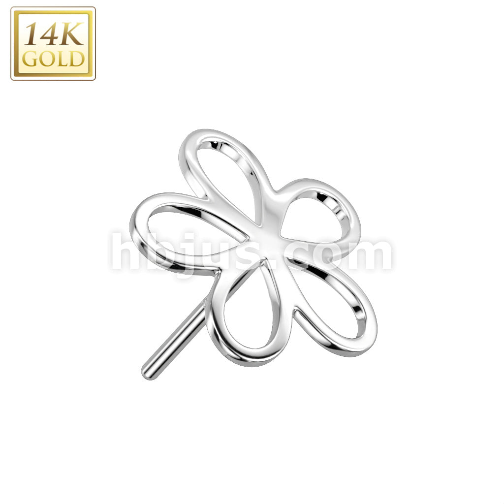 14KT  Gold 14K Gold Threadless Push In Hollow Flower Top - Image 2