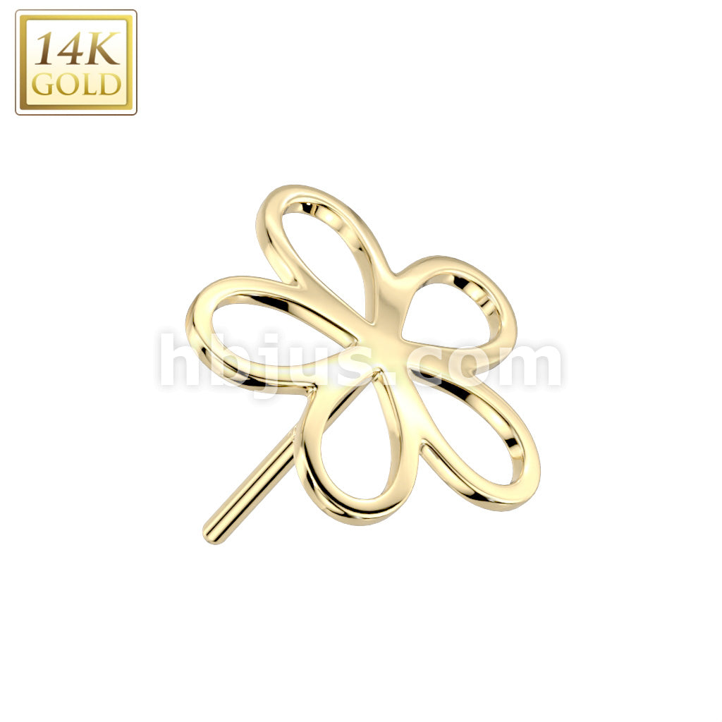 14K Gold Threadless Push In Hollow Flower Top - Image 3