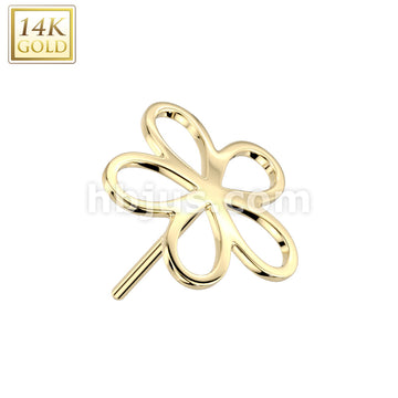 14K Gold Threadless Push In Hollow Flower Top - Image 3