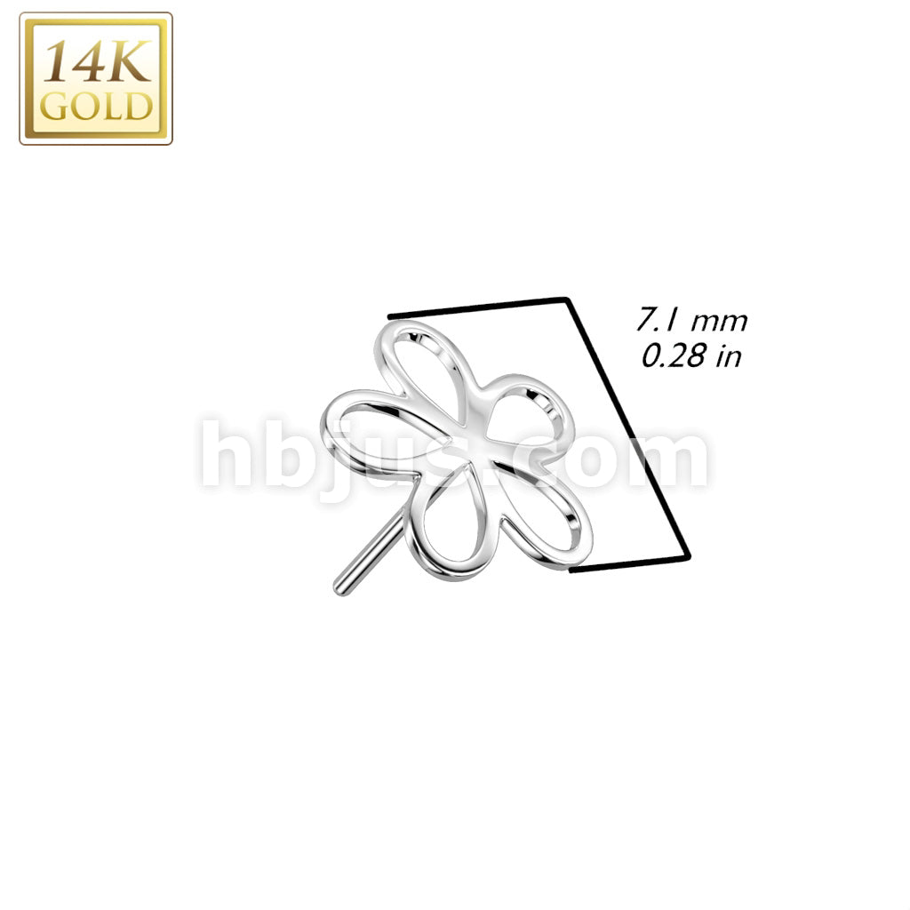 14KT  Gold 14K Gold Threadless Push In Hollow Flower Top - Image 4