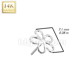 14KT  Gold 14K Gold Threadless Push In Hollow Flower Top - Image 4
