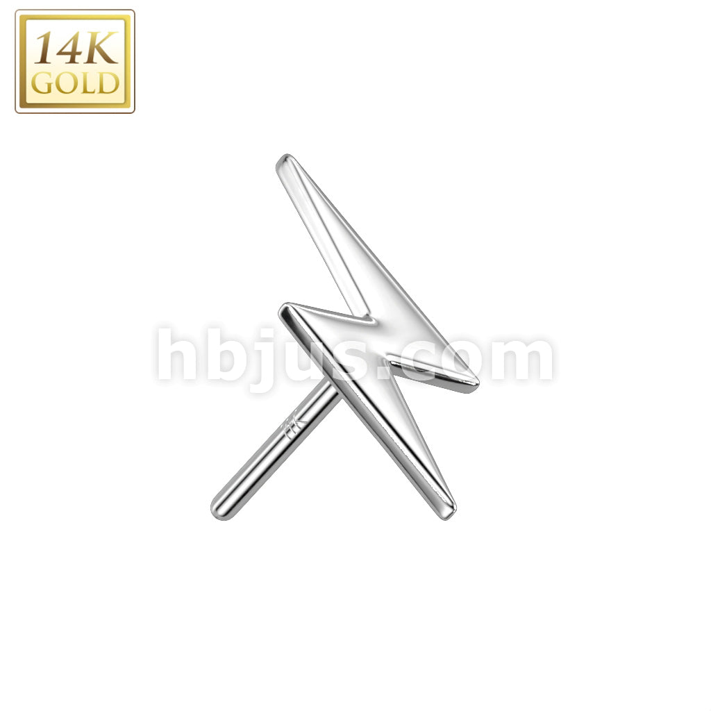 14K Gold Threadless Push In Lightning Bolt Top - Image 2