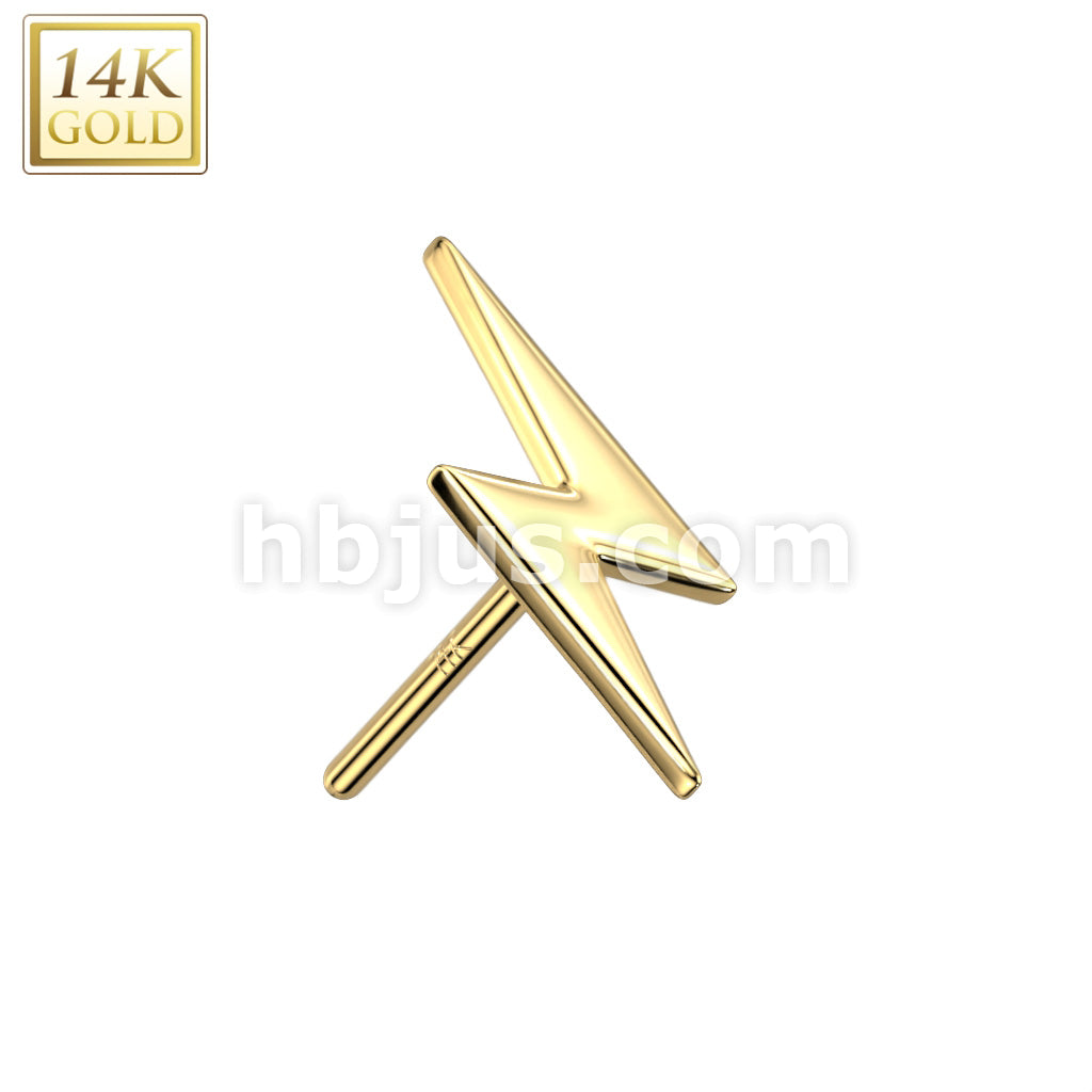 14KT  Gold 14K Gold Threadless Push In Lightning Bolt Top - Image 3