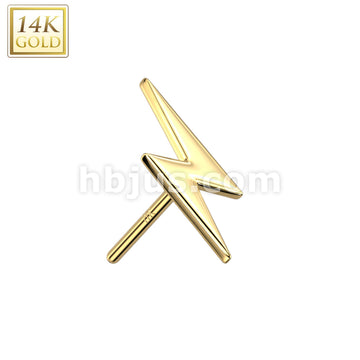 14KT  Gold 14K Gold Threadless Push In Lightning Bolt Top - Image 3