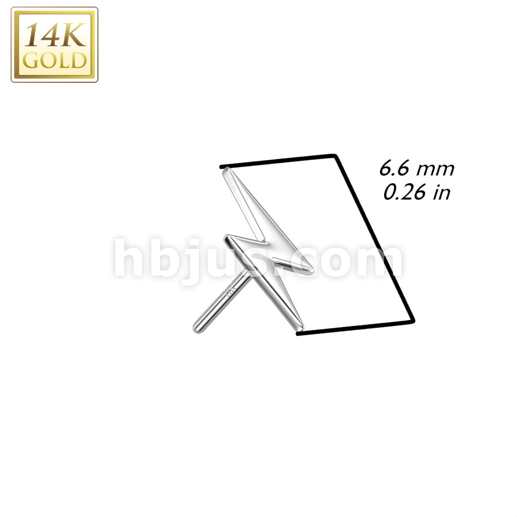 14K Gold Threadless Push In Lightning Bolt Top - Image 4