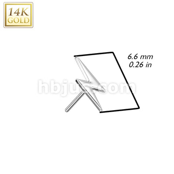 14KT  Gold 14K Gold Threadless Push In Lightning Bolt Top - Image 4