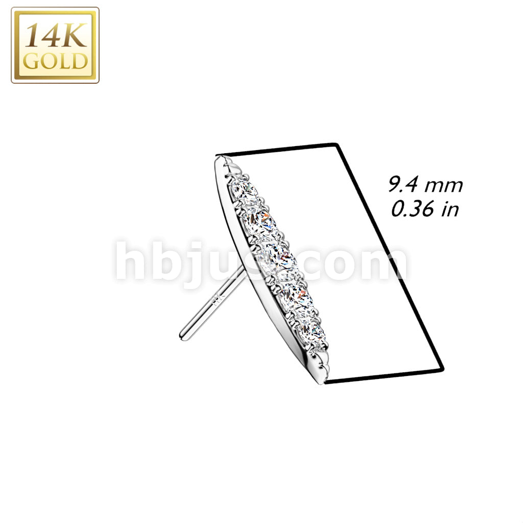 14KT  Gold 14K Gold Threadless Push In Long Pointed Oval With CZ Pave Top - Image 4