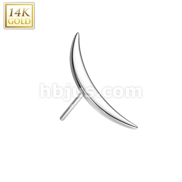 14K Gold Threadless Push In Long Crescent Moon Top - Image 2