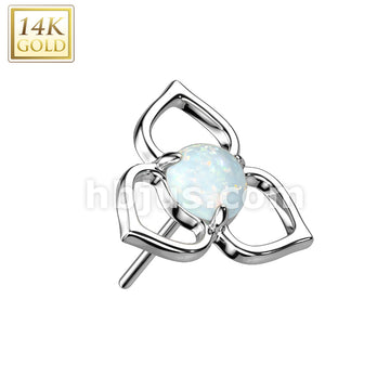 14KT  Gold 14K Gold Threadless Push In Hollow Flower Top With Opal or... - Image 2