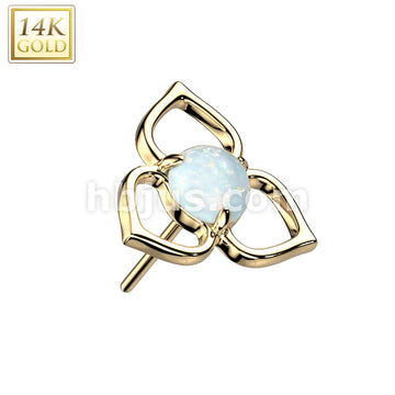 14K Gold Threadless Push In Hollow Flower Top With Opal or CZ Center - Image 4
