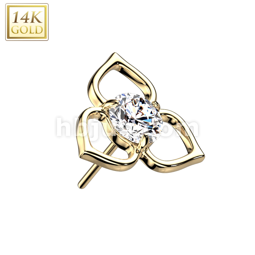 14KT  Gold 14K Gold Threadless Push In Hollow Flower Top With Opal or... - Image 5