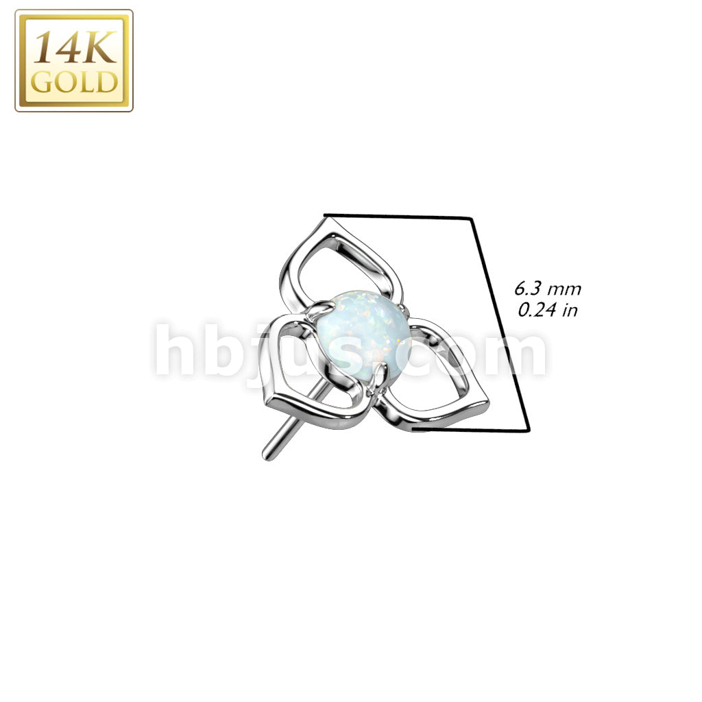 14KT  Gold 14K Gold Threadless Push In Hollow Flower Top With Opal or... - Image 6