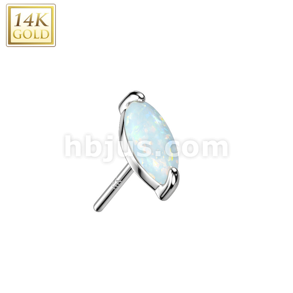 14KT  Gold 14K Gold Threadless Push In Marquise Opal or CZ Top - Image 4
