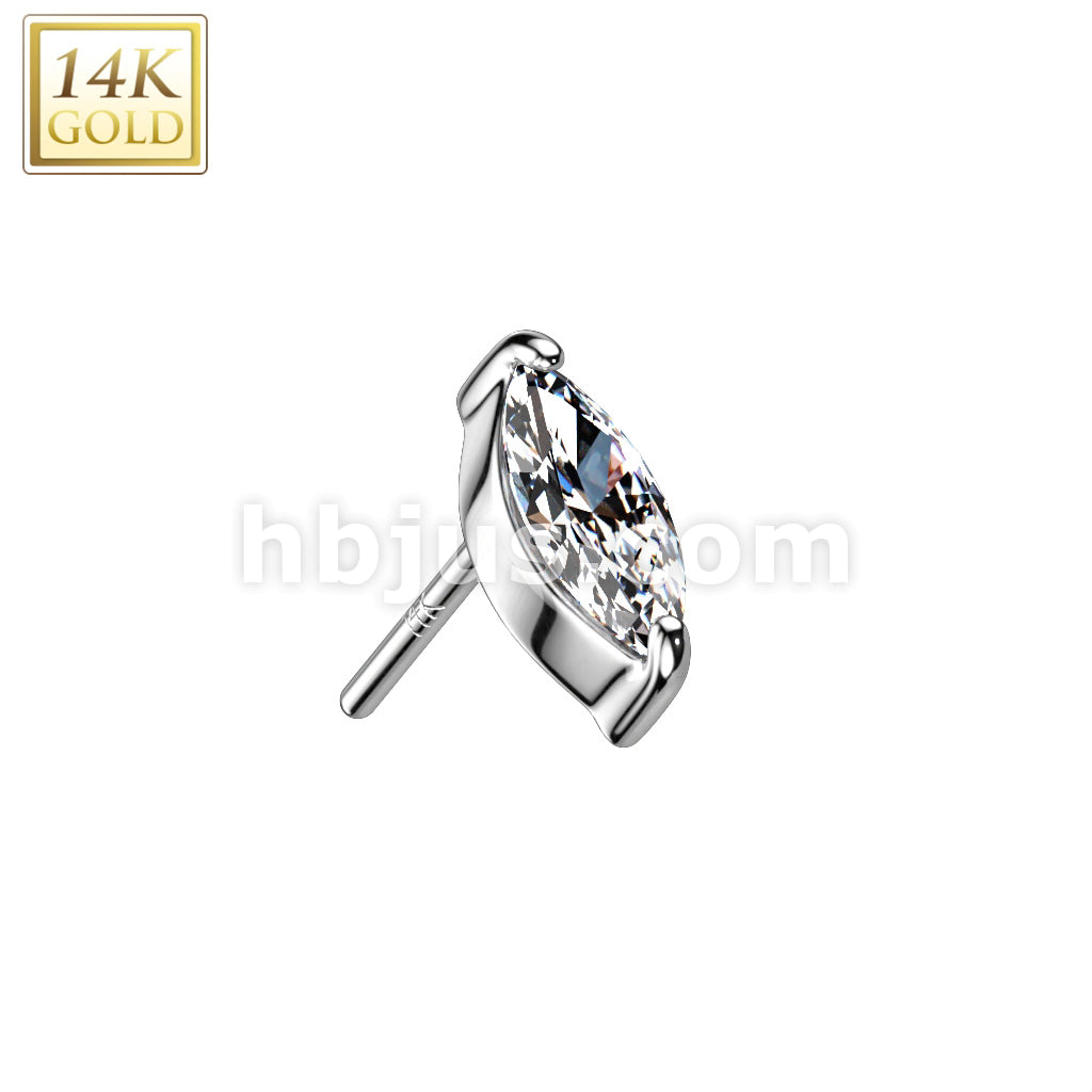14K Gold Threadless Push In Marquise Opal or CZ Top - Image 2