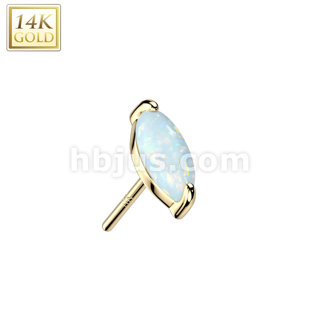 14KT  Gold 14K Gold Threadless Push In Marquise Opal or CZ Top - Image 5