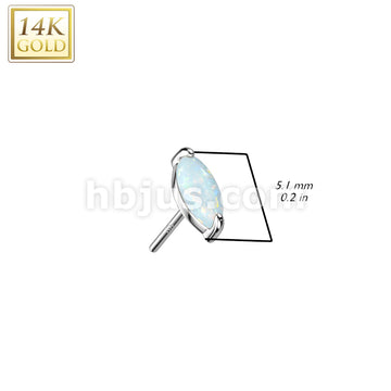 14KT  Gold 14K Gold Threadless Push In Marquise Opal or CZ Top - Image 6