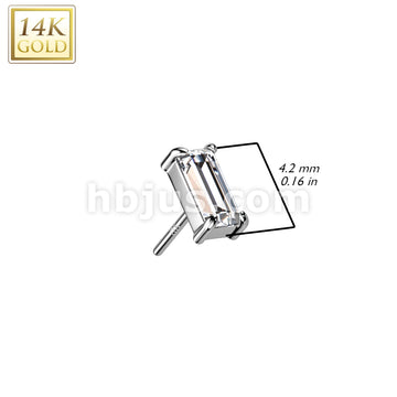 14K Gold Threadless Push In Baguette CZ Top - Image 4