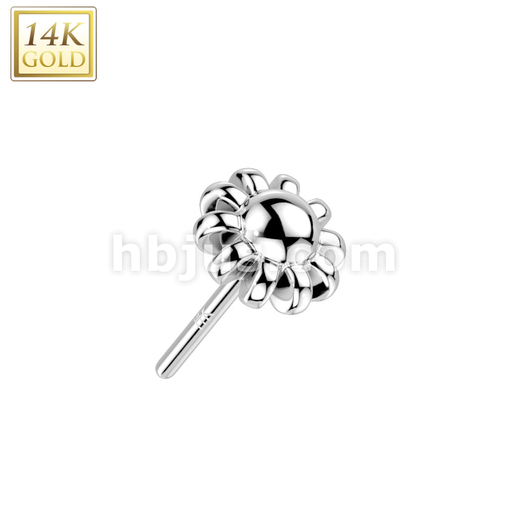 14K Gold Threadless Push In Flower Top - Image 2