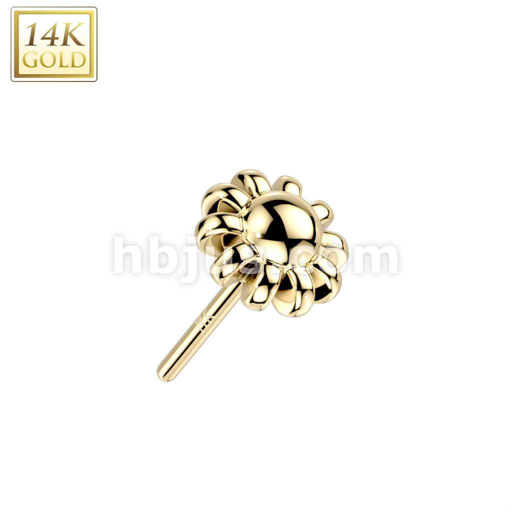 14K Gold Threadless Push In Flower Top - Image 3