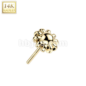 14K Gold Threadless Push In Flower Top - Image 3