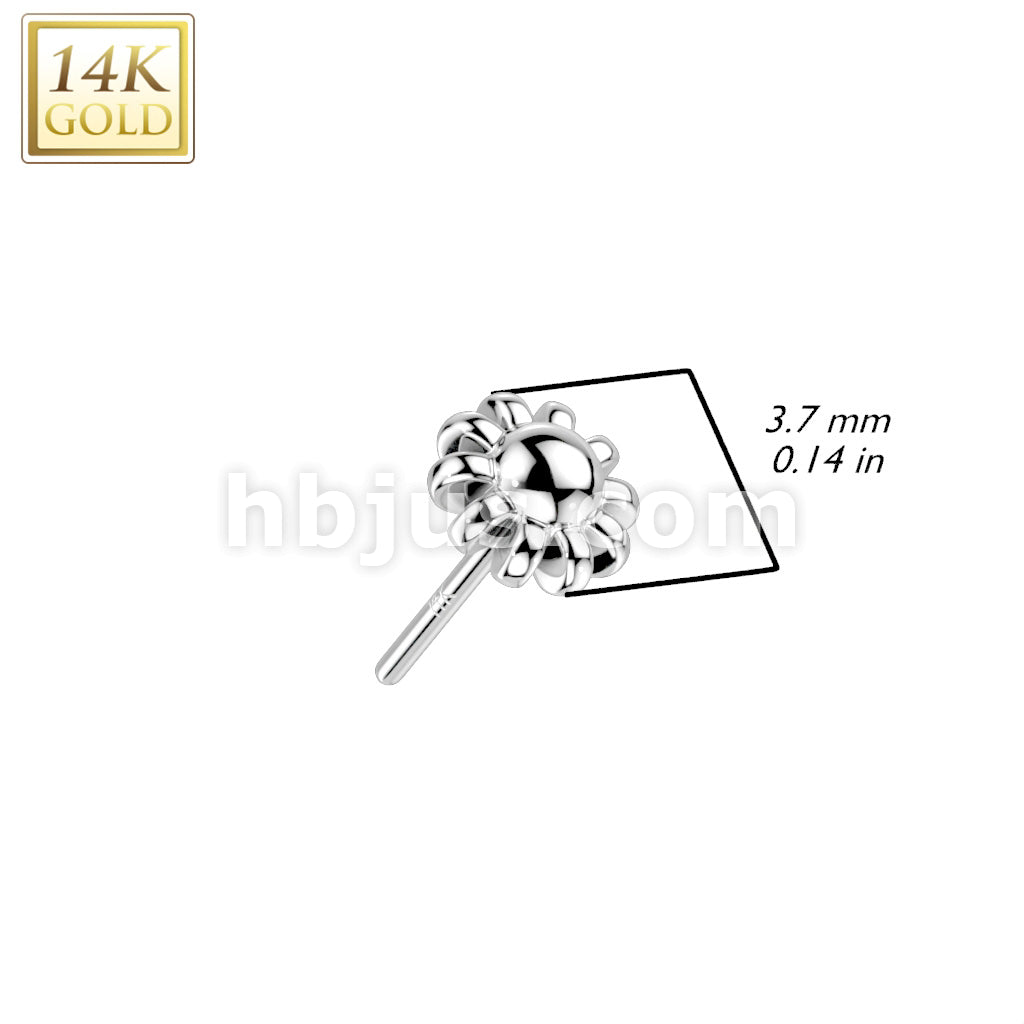 14KT  Gold 14K Gold Threadless Push In Flower Top - Image 4