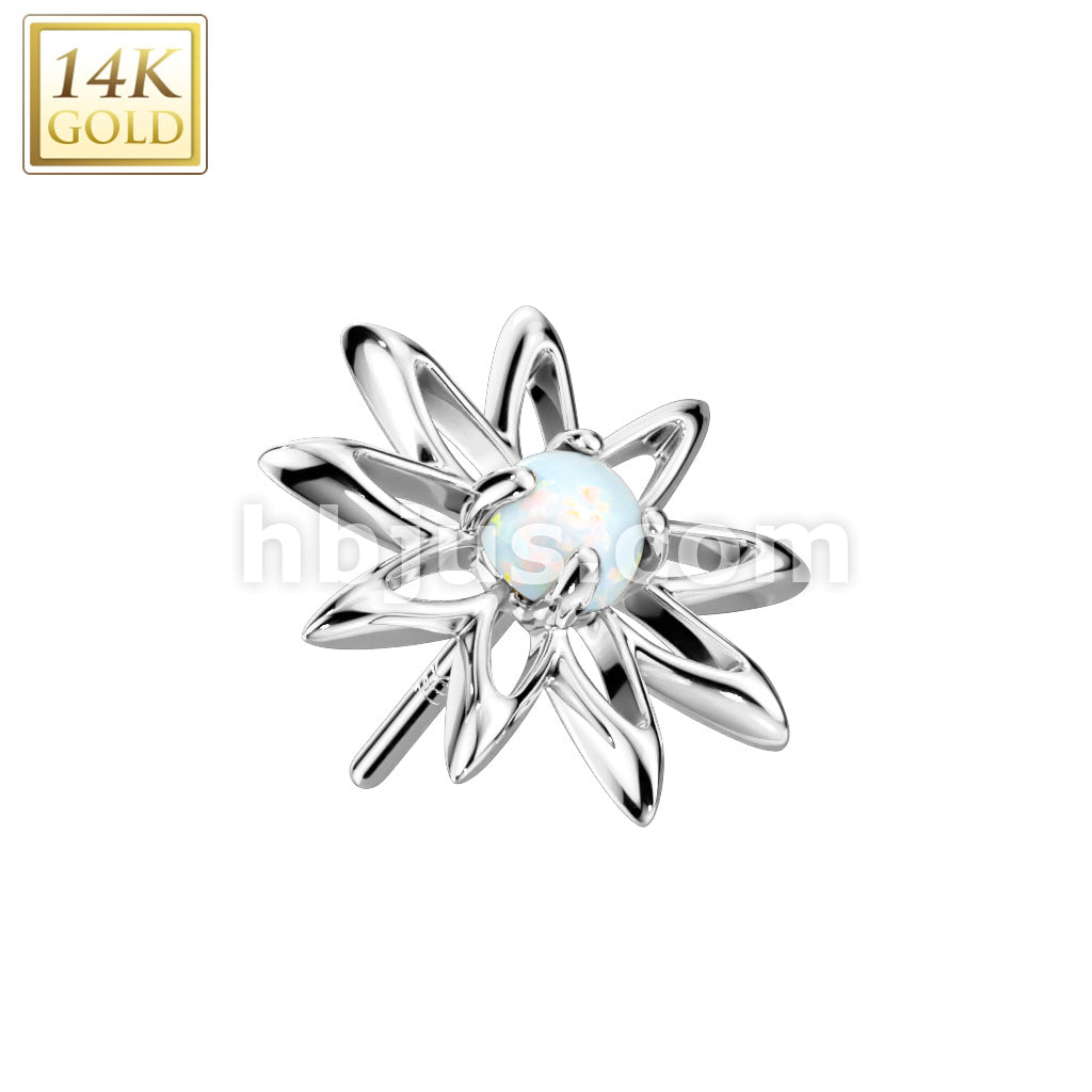 14KT  Gold 14K Gold Threadless Push In Hollow Flower Top With Elongated... - Image 2