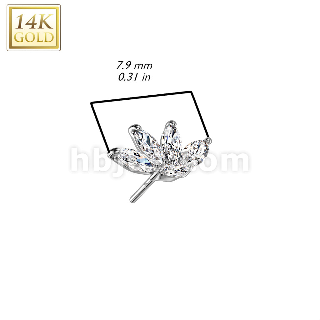 14K Gold Threadless Push In 5 Marquise CZ Top - Image 4
