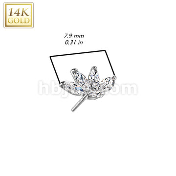14K Gold Threadless Push In 5 Marquise CZ Top - Image 4