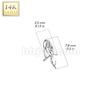 14KT  Gold 14K Gold Threadless Push In Rocket Ship With Triple CZ Top - Image 4