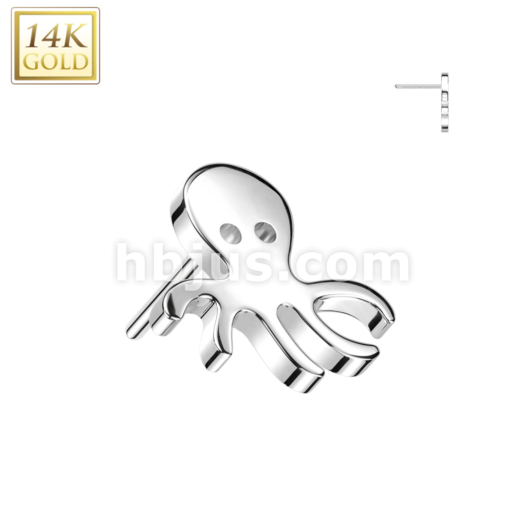 14KT  Gold 14K Gold Threadless Push In Octopus Top - Image 2