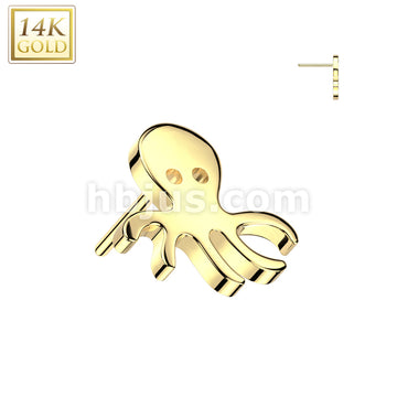 14KT  Gold 14K Gold Threadless Push In Octopus Top - Image 3