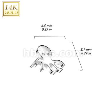 14KT  Gold 14K Gold Threadless Push In Octopus Top - Image 4