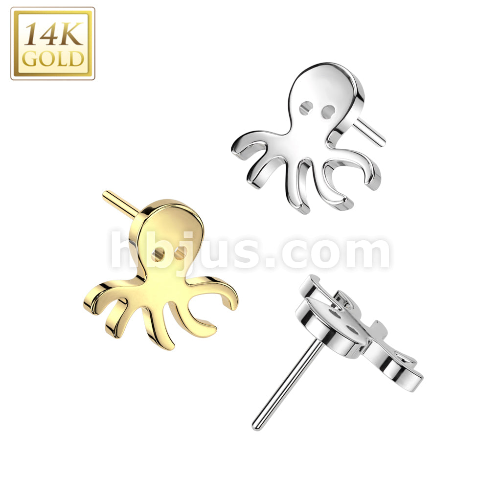 14KT  Gold 14K Gold Threadless Push In Octopus Top