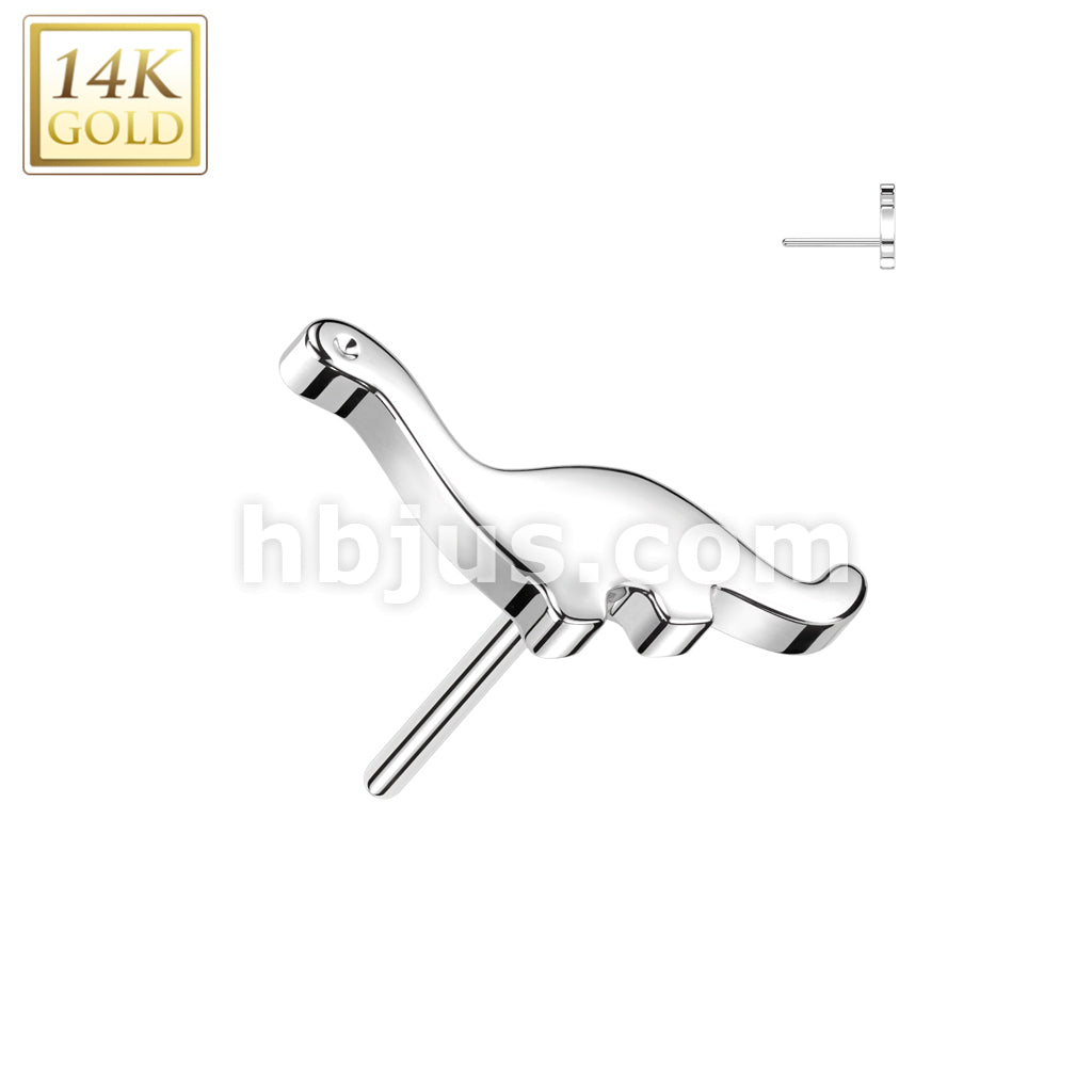 14K Gold Threadless Push In Dinosaur Top - Image 2