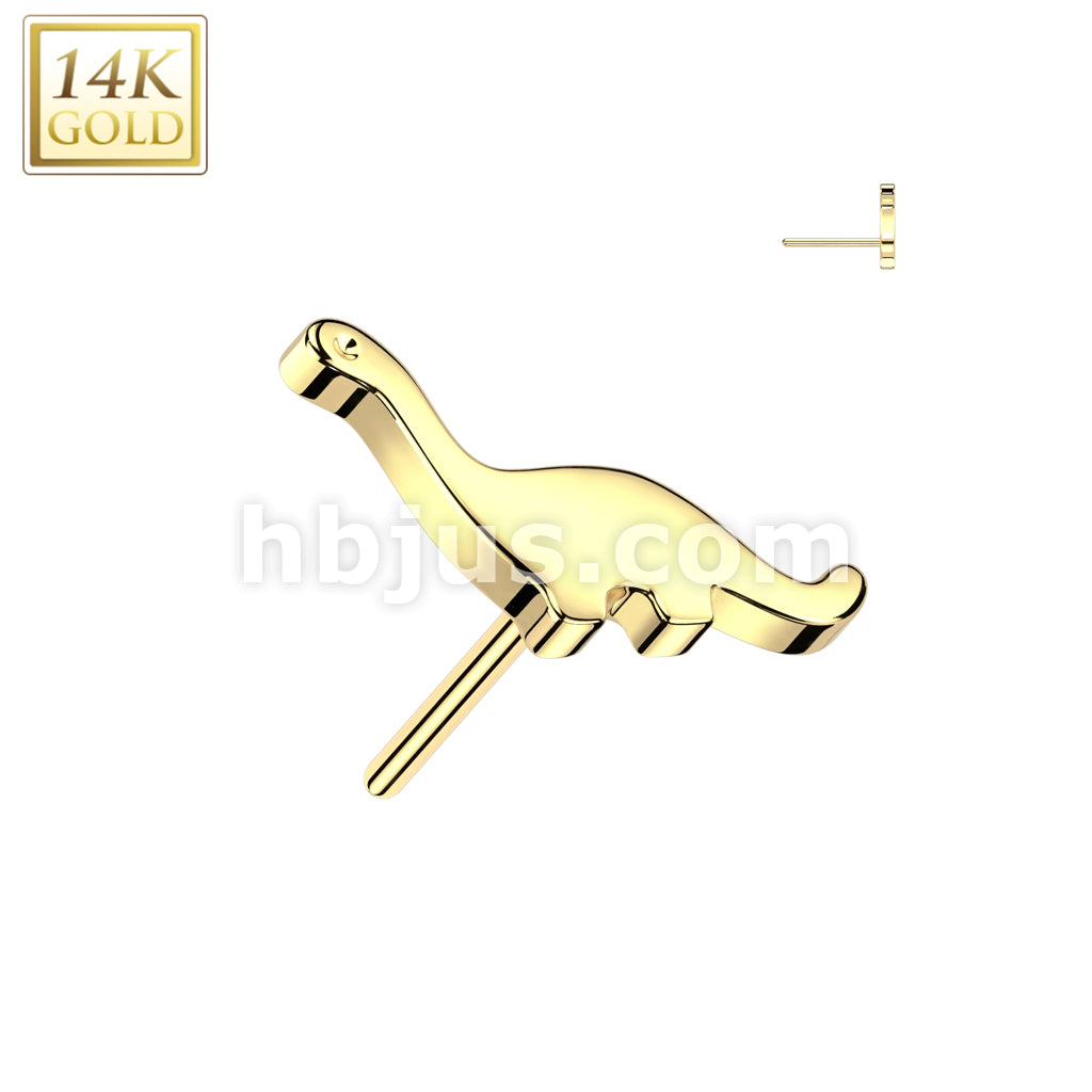14KT  Gold 14K Gold Threadless Push In Dinosaur Top - Image 3