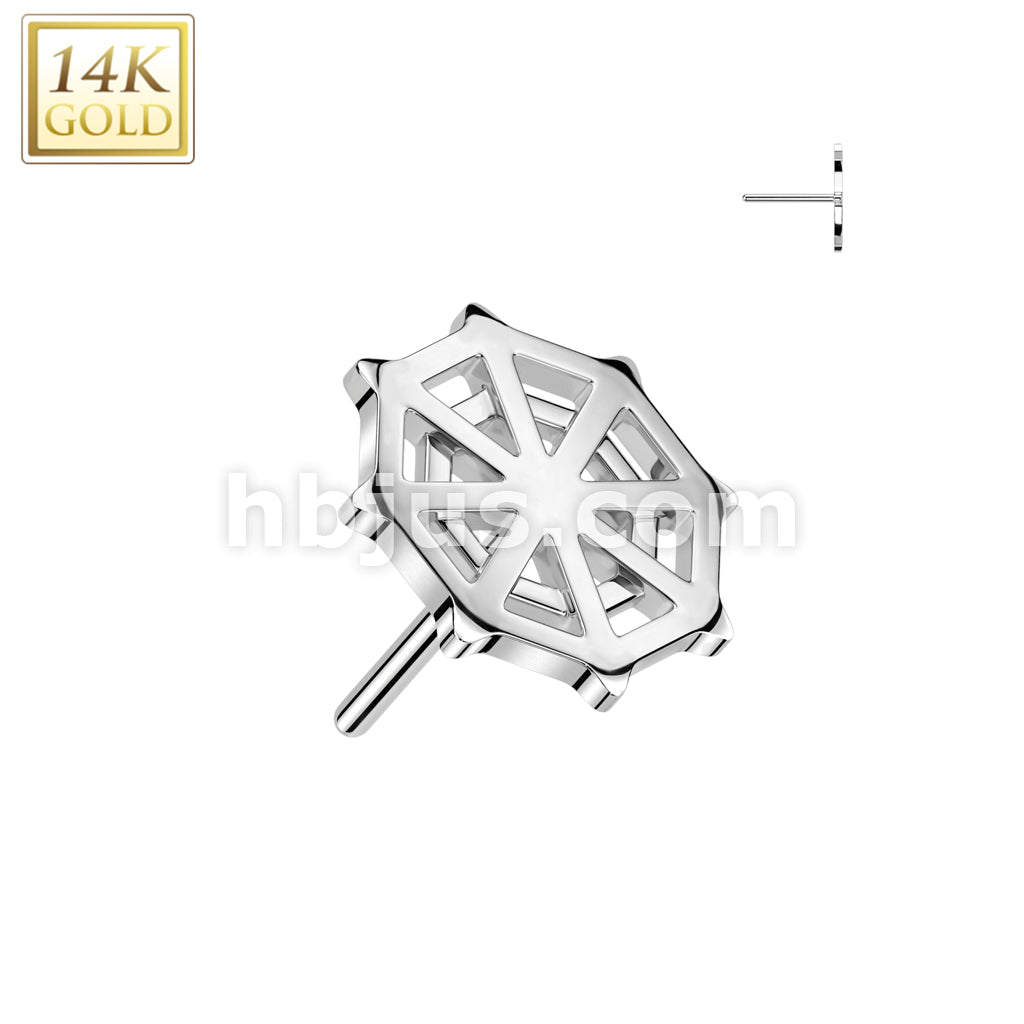 14KT  Gold 14K Gold Threadless Push In Spider Web Top - Image 2