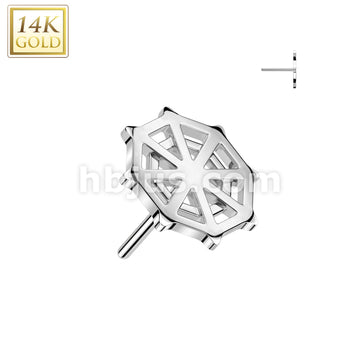 14KT  Gold 14K Gold Threadless Push In Spider Web Top - Image 2